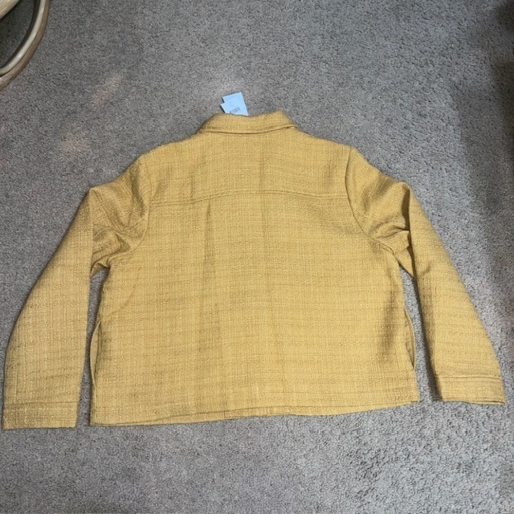 J. Jill Textured Tweed Button-Front Jacket Gold Honey Large Petite LP - Picture 9 of 12
